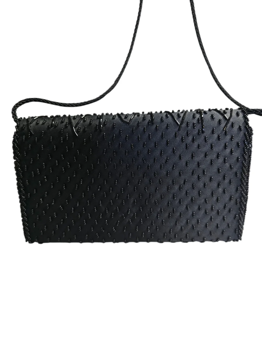 Black Beaded Evening Clutch - Picture 2 of 7